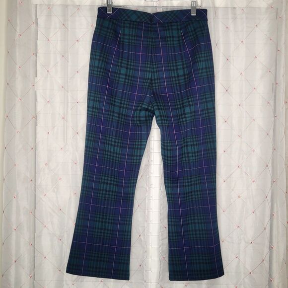 NWT SZ M Vineyard Vines Green Blackwatch Pink Pop Crop Flare Ponte Stretch Pants - Picture 2 of 10